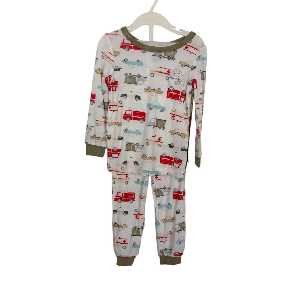 NWT Milkberry Bamboo 2 Piece Car Truck Pajama Set Boys 12 Months